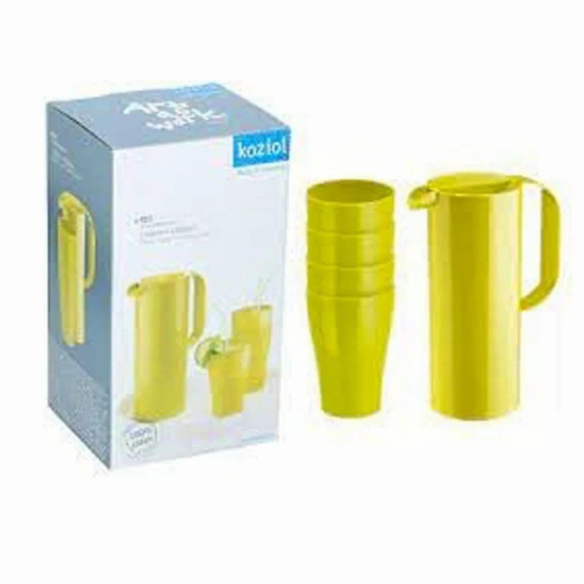 koziol Kanne Set, 1,5 L Kanne mit 4 Bechern, ideal für Picknick und Gartenpartys