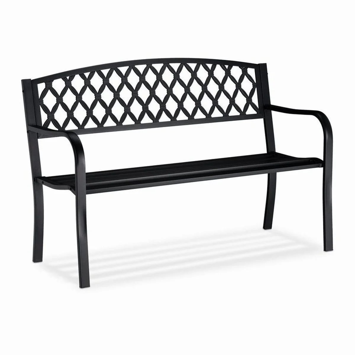 Relaxdays Gartenbank Metall, dekoratives Flechtmuster, für 2 Personen