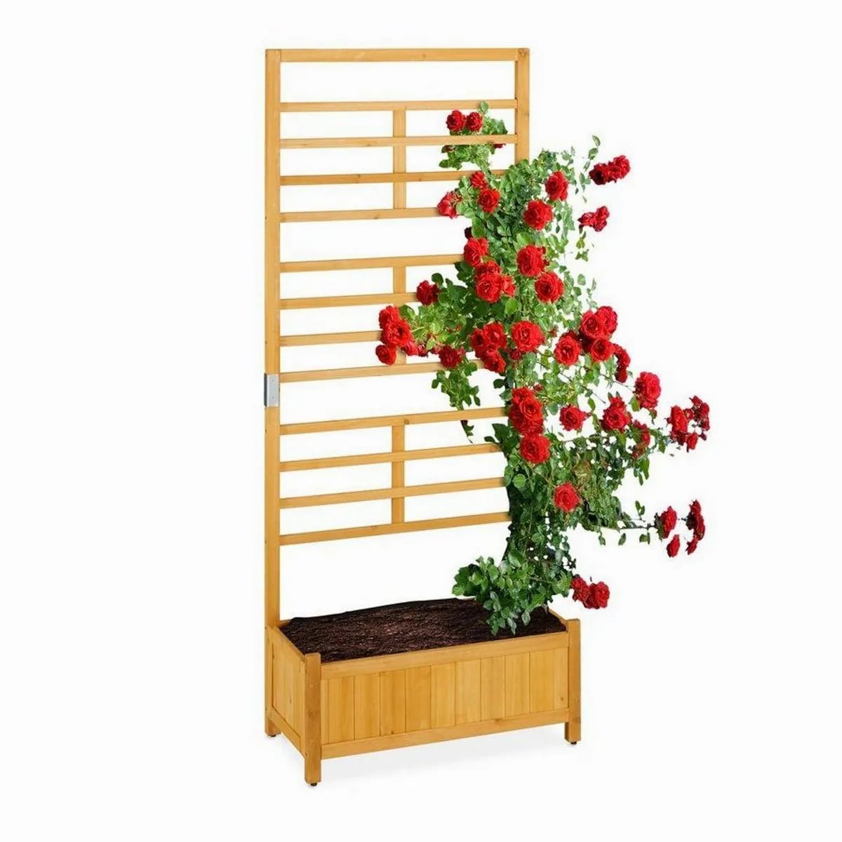 Relaxdays Hochbeet mit Rankgitter, robustes Fichtenholz, ideal für Kletterpflanzen