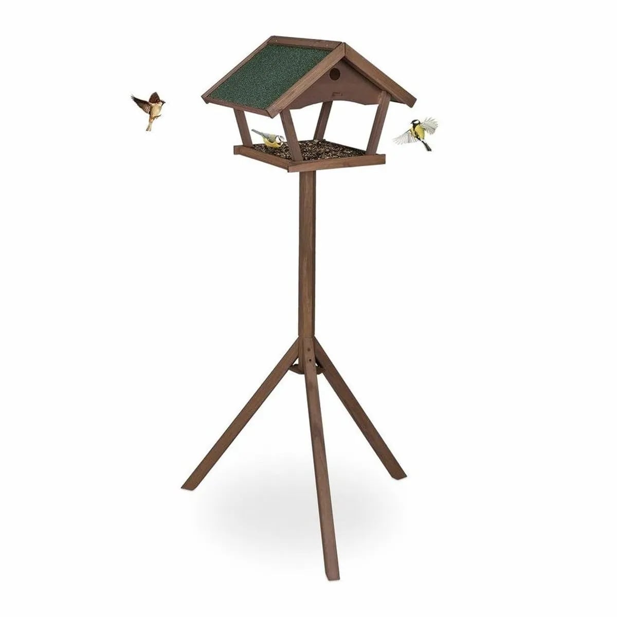 Relaxdays Vogelfutterhaus XXL, rustikales Design, einfach aufstellbar, ideal für heimische Vögel