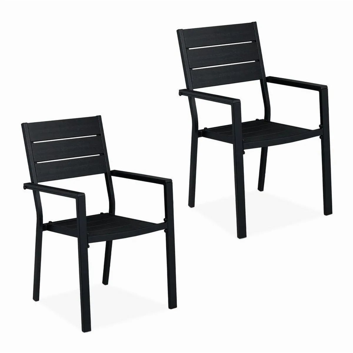 Relaxdays Gartenstuhl 2er Set, modernes Design, hoher Sitzkomfort, robustes Material